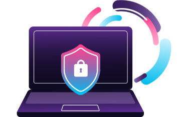 security_management_mb A laptop featuring a shield and a lock, symbolizing cybersecurity and data protection.